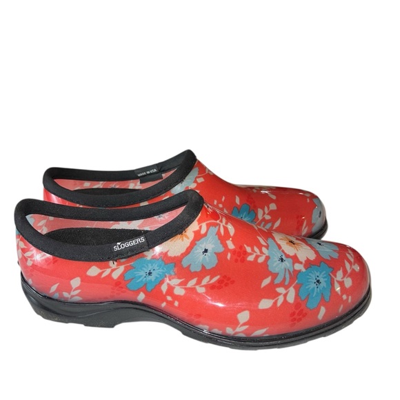 Sloggers Women's Red and Blue Floral Mules made in the USA women’s size 10 - Picture 1 of 11